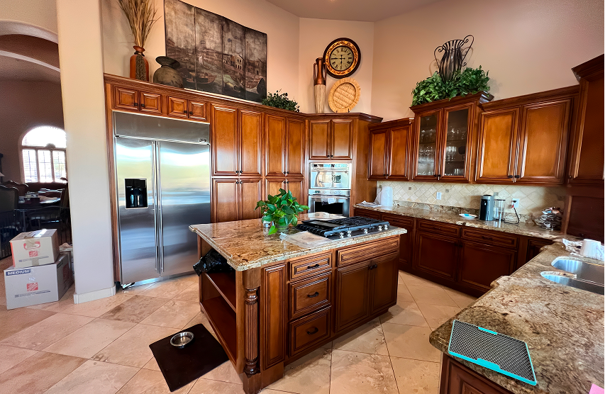 Modern kitchen featuring granite countertops